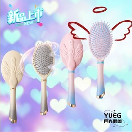 Angel Comb Gradient Liquid Plastic Oval Massage Hairbrush for Ladies and Students Color Angel Comb Rice Gray Gradient 4ea