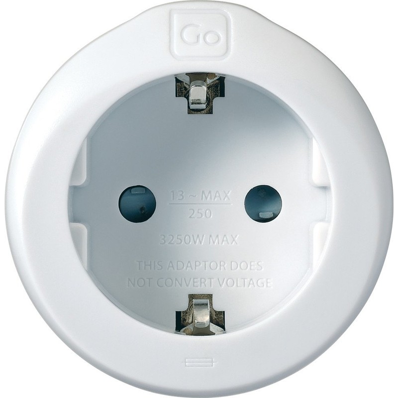 Go Travel Earthed EU to UK Adaptor - Compact European