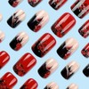 24Pcs Sparkly Flame Press on Nails Short Square Fake Nails