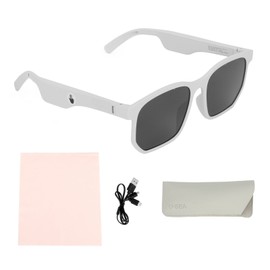 Smart Glasses Lightweight Glasses Talk Listening Music Bluetooth 5.0 Audio Glasses for Teenagers Adults Gray White