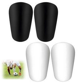 Pack of 4 Mini Shin Pads, 10 x 6 cm, Small Shin Pads, Children's Football Anti-Collision Leg Protectors, Non-Slip Mini Shin Pads, Graffitiable, DIY for Boys, Girls, Men, Women (White Black)