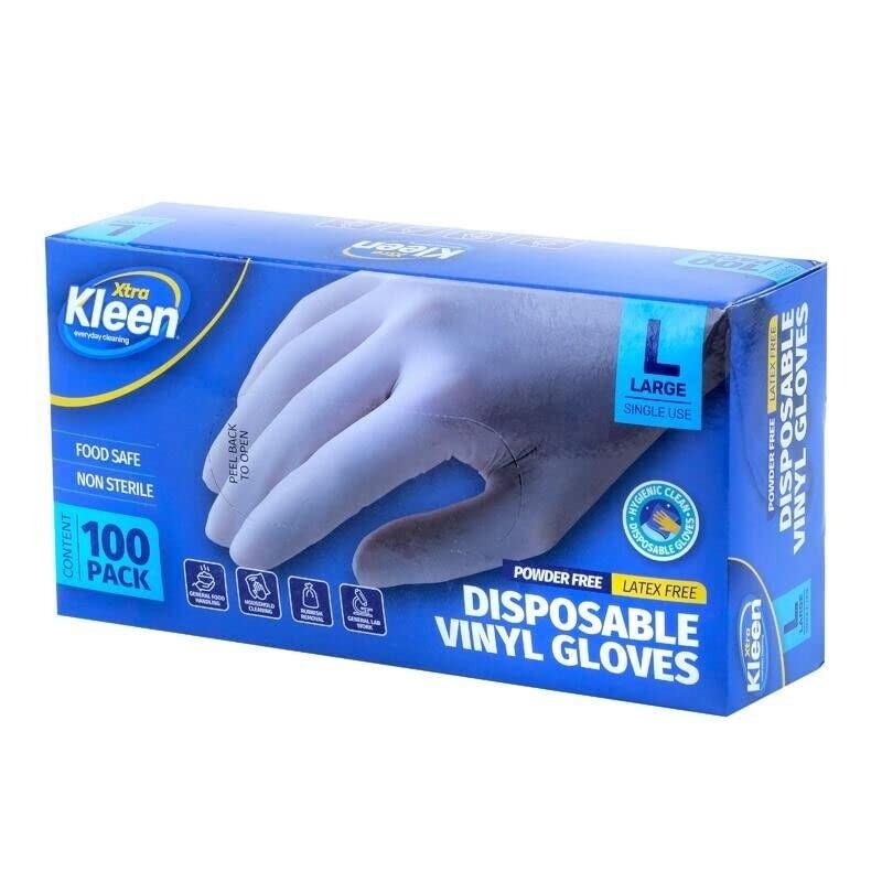 100x Disposable Gloves Vinyl Clear Powder Free Examination Food Handling