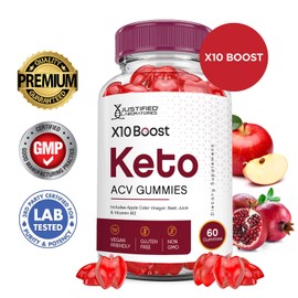 (2 Pack) X10 Boost Keto ACV Gummies Advanced Formula 1000MG X 10 Boost Keto Gummies Apple Cider Vinegar Boost Formulated with Pomegranate Beet Juice Powder B12 Vegan Non GMO 120 Gummys