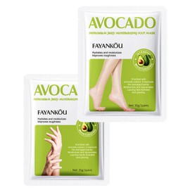 ZEXIJOW Ein Paar Hand- und Fußmasken,Regenerierende Anti-Aging-Nährmaske,Geeignet für trockene,Gealterte und rissige Hände und Füße,Geeignet für Männer und Frauen(Avocado)