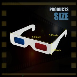 CHTUGEM 5 Pcs 3D Paper Glasses, Red and Blue Anaglyph Cardboard Glasses with White Frame for Movies, TV, and Films