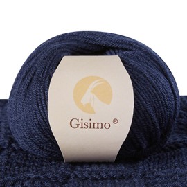 Gisimo 100% Merino Wool Yarn, 6-Ply Luxurious and Soft Yarn for Hand Knitting & Crocheting, 1.76 OZ/50g, 127 yds/116 Meters (Navy Blue, 1 Ball)