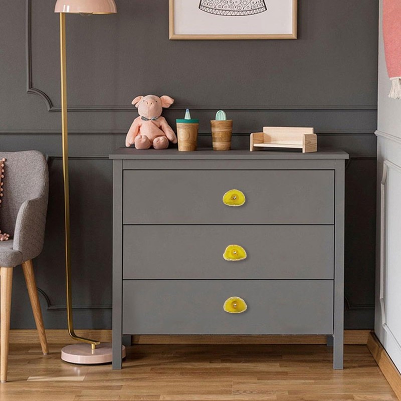 moonsix Set of 4 Agate Slice Cabinet Knobs with Screws,