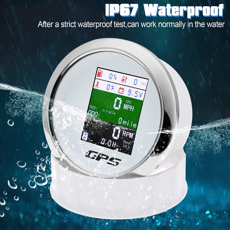 6-in-1 GPS Speedometer 3-3/8" 85mm MAIMEIMI Multi-Functional Adjustable Tachometer Voltmeter