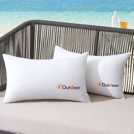 MIULEE Pack of 2 12x20 Outdoor Waterproof Throw Pillow Inserts, Decorative Water-Resistant Pillow Cushion for Patio Garden