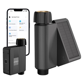 POOLPURE Smart WiFi Solar Sprinkler Timer (G 1/2 BSP Male), Garden Hose Timer with Rain Delay & App-Controlled, Remote Control Irrigation System, 10 Watering Modes