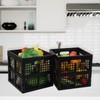 Aninhao 18 Quart Square Folding Milk Crate, 3 Pack Black