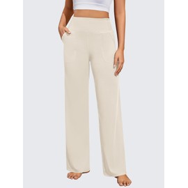 FireSwan Yoga Pants Women Wide Leg Pants High Waist Stretch Dress Loose Casual Lounge Sweatpants with Pockets Khaki