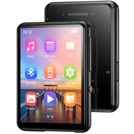 128GB MP3 Player with Upgrade Bluetooth 5.3, HiFi Sound Shuffle Single Loop Music Player with HD Speaker, FM Radio, Voice Recorder, 2.4IN Full Touchscreen MP3 Ideal for Sport (Earphones Included)