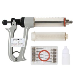 Semi Automatic Livestock Syringe 25ml 5 Gears Adjustable Continuous Repeating Luer Lock Injection Gun with 2 Tubes for Hog Goat Sheep Cow and Other Animal