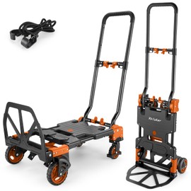 2-in-1 Foldable Hand Truck Dolly,330lb Cart Retractable,4 & 2 Wheel,Orange