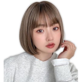 BrightLala hf1782-RDA-M Bare Skin Wig, Short Bob, Women's Full Wig, Bamboo Wig,