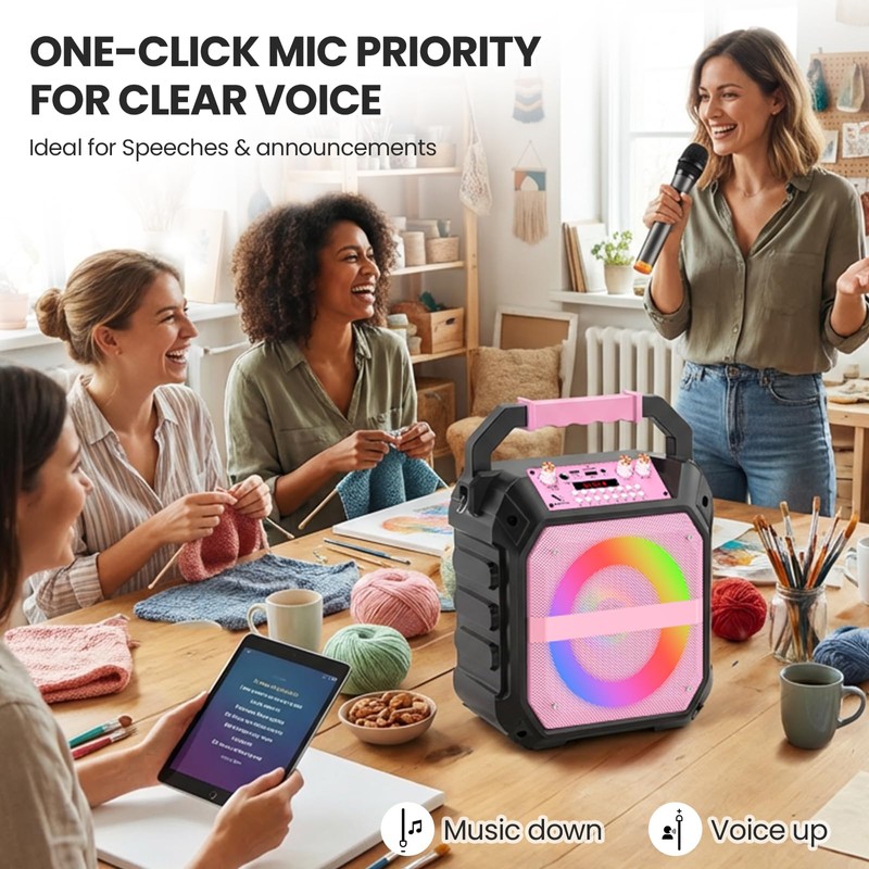 VICTRESS Portable Karaoke Machine for Adults 45W Coaxial Speaker with