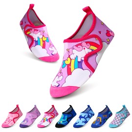 Tolaler Children's Aqua Shoes, Non-Slip Thickened Sole Kids Beach Shoes Soft and Durable Children's Beach Shoes Suitable for Boys Girls Baby Beach Pool Surfing Garden, Style A