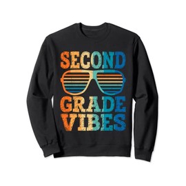 Retro Vintage Sunglasses Second Grade Vibes Back To School Sweatshirt