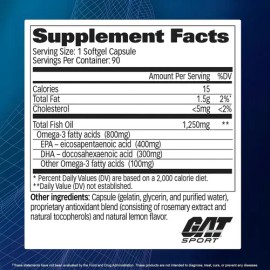 GAT Sport Omega-3 800mg Aceite Pescado 90 Cápsulas Salud Corazón