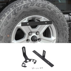Hoolcar Spare Tire License Plate Relocation Bracket Holder Compatible with 1997-2023 Jeep Wrangler TJ JK JKU JL JLU & 2021-2023 Ford Bronco, Black