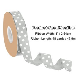 uxcell Polka Dot Craft Grosgrain Ribbon, 1 Inch x 48 Yard Grosgrain Ribbon Roll, Grey with White Dots, Wired Edge Ribbon for Party Decoration, Gift Wrapping, DIY Crafts, Bow Making