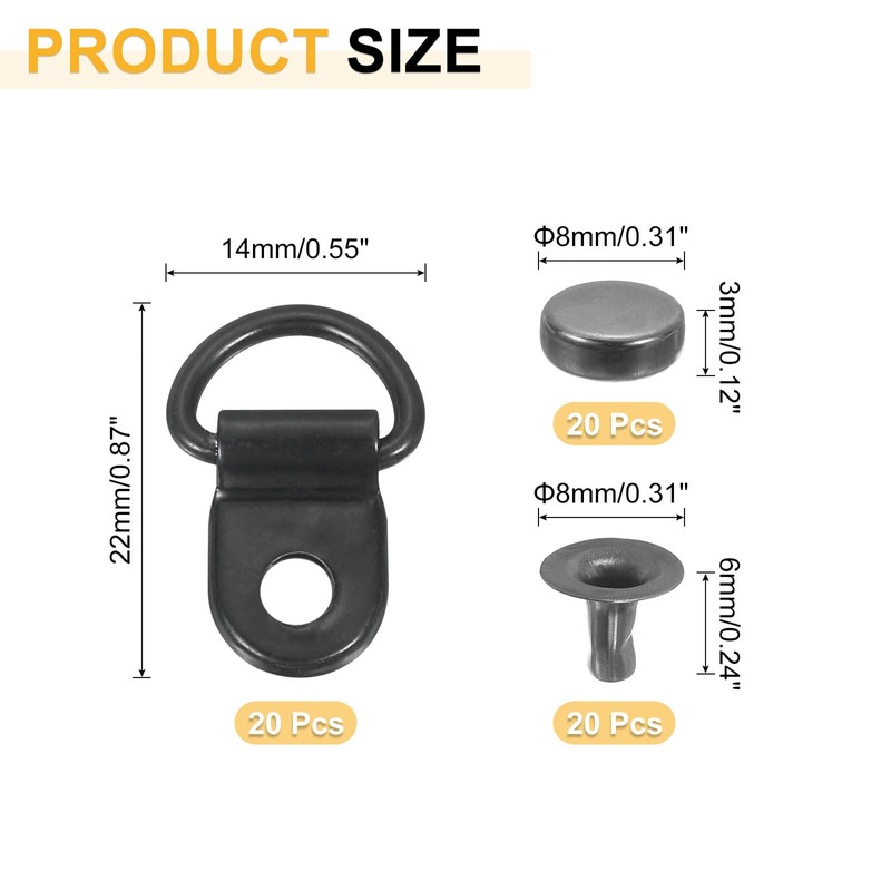 uxcell 20 Sets Shoelace Hook, Boot Lace Hooks D-Ring Eyelet