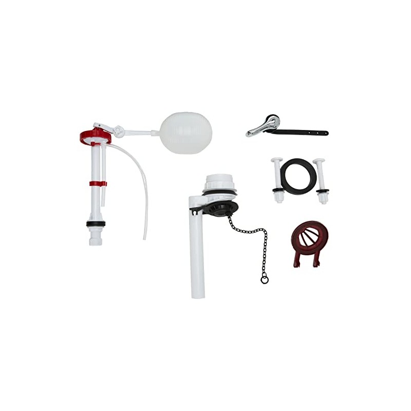 DICA, Juego Completo de Accesorios para W.C., Acabado Blanco, Rojo,