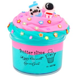 Two-Color Scented Slime, Funny Butter Slime, with 2 Fun Slime Add Ins, Pre-Made Slime for Kids, 6-12 Year Old Stress Relief Toys, Super Soft Party Favors Sludge Toy