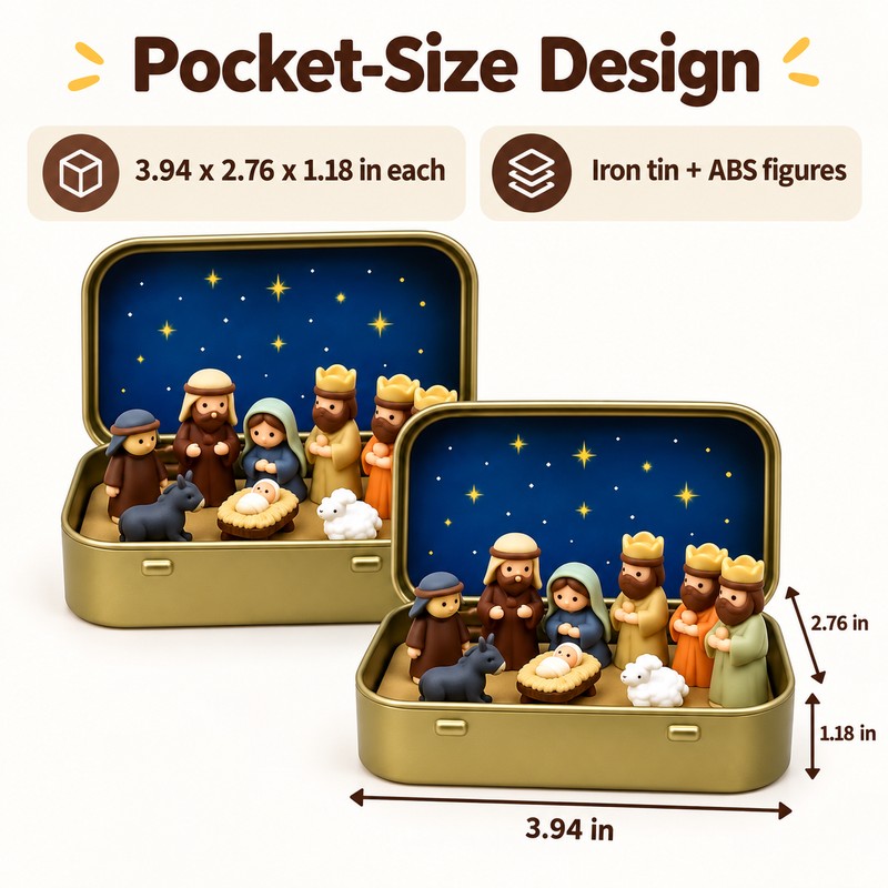 Mini Christmas Nativity Scene Set for Holiday Home Decor –