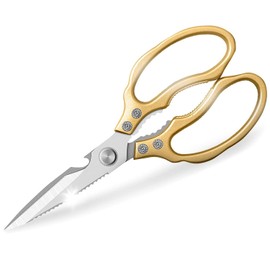 WZXMY Kitchen Scissors, Heavy Duty, Sharp Shears, Dishwasher Safe, Gold, for Meat, Chicken, Fish, Poultry, Herbs,Bread(Gold)