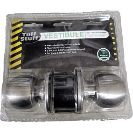 Tuff Stuff V0426T Satin Chrome US26D Always Locked Vestibule Ball Knob Lock Set