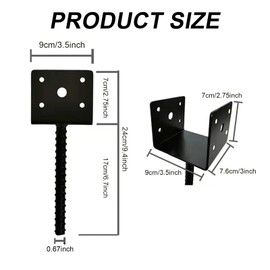 Hyuetrsa 4 Pack U Shape Fence Post Holder with Pre-Drilled Holes,Post Anchor Concrete Bracket Fence Post Anchor Holder Pergola Brackets ,Suitable for Four feet 4*4 inch Posts