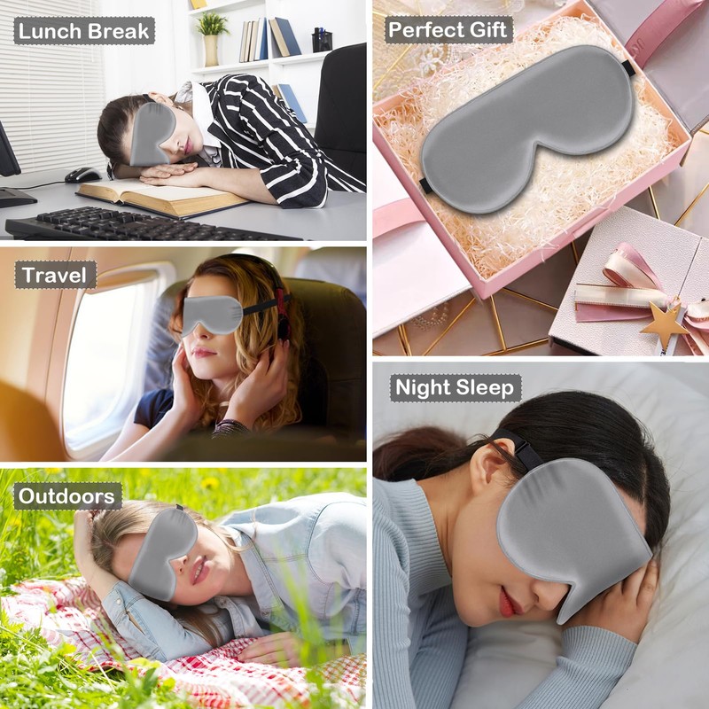 iRboWou Sleep Mask Eye Mask 2 Pack (Gray)