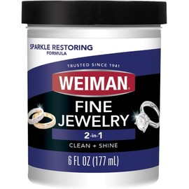 Weiman Fine Jewelry Cleaner Liquid with Cleaning Brush – Restores Shine & Brilliance to Gold, Platinum, Precious Gemstones & Diamond Jewelry, 6 Oz
