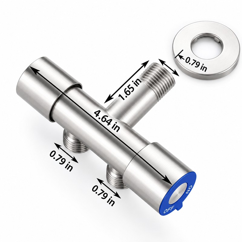 Stainless Steel Dual Outlet Angle Valve – 1 Inlet 2