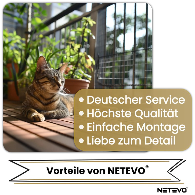 Netevo® Cat Net for Balcony, Wire Reinforced, Cat Protection Net,