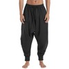 AITFINEISM Mens Elastic Waist Aladdin Harem Pants Loose Drop Crotch