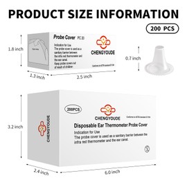 200 Counts Thermometer Ear Covers, Ear Thermometer Probe Covers, Lens Filters/Refill Caps for All Braun Ear Themometer Models, BPA Free Digital Disposable Ear Thermometer Covers