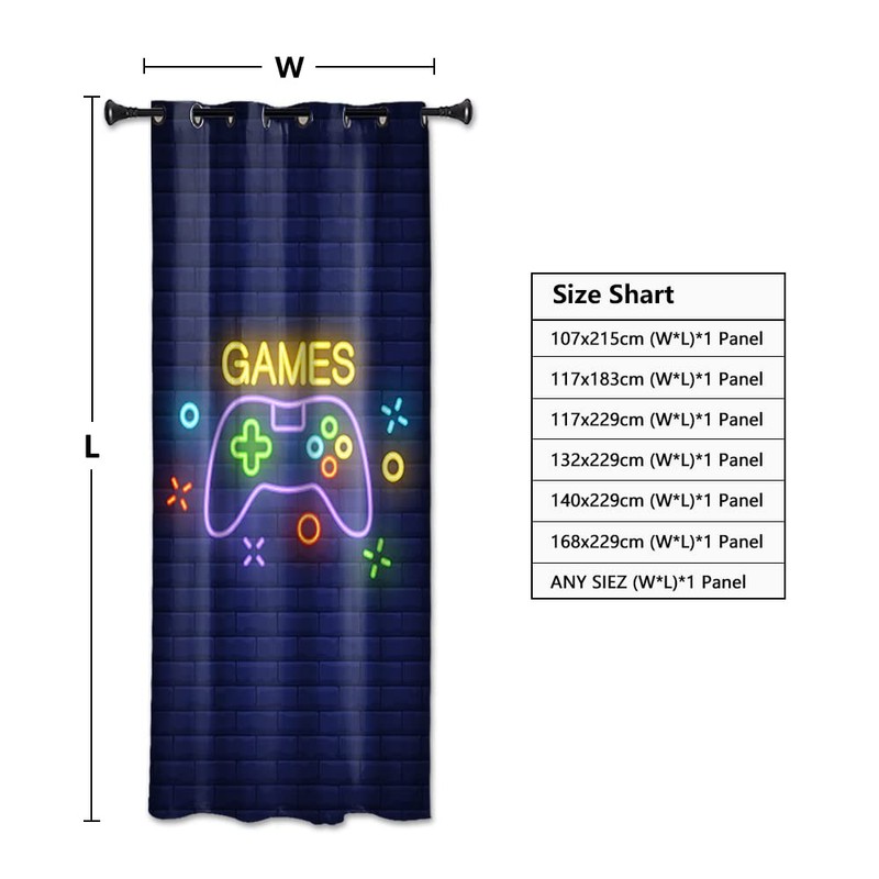 YongFoto 117x229cm Video Game Curtains for Gaming Room Fluorescence Gamepad