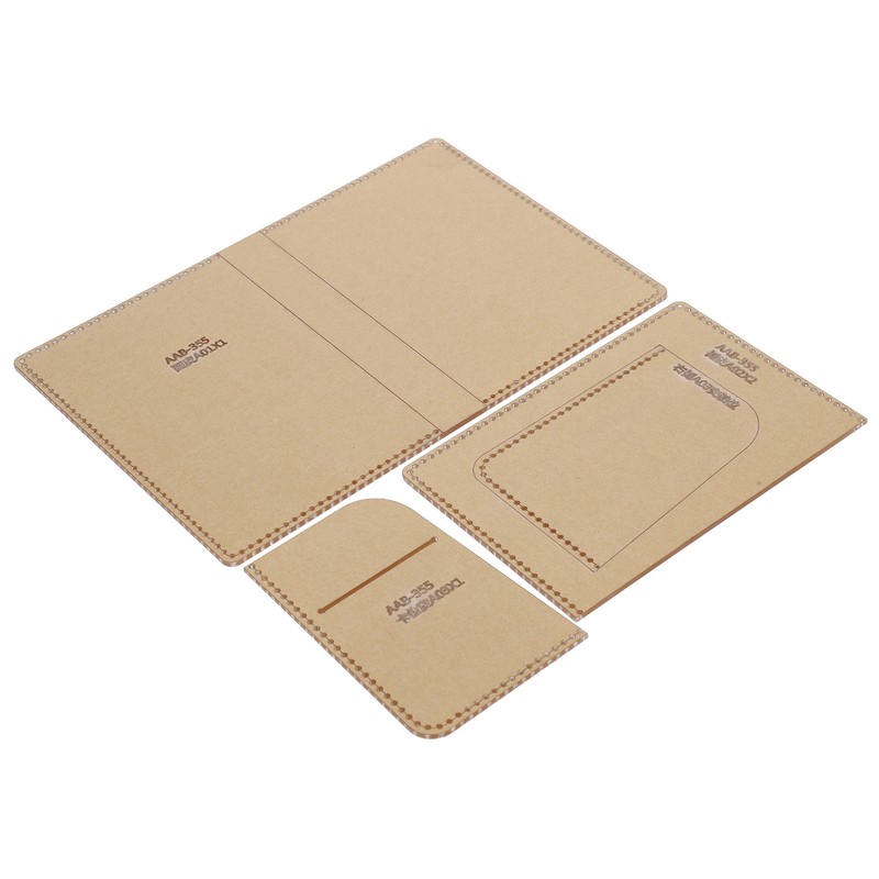 3Pcs Acrylic Template Card Bag DIY Passport Holder Leather Pattern