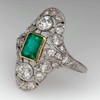 Xiaomei 10k Yellow Gold Vintage Style Genuine Emerald and Diamond