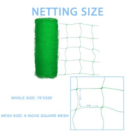 Heavy Duty Green Trellis Netting Roll - 79''x328' Plastic Plant Green Trellis Net for Climbing Plants