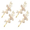 Gold Rhinestone Bridal Hair Clip Set, Elegant Leaf Wedding Hairpins