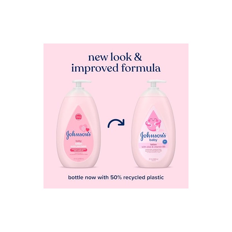 Johnson's Moisturizing Pink Baby Lotion with Coconut Oil, Hypoallergenic, 27.1