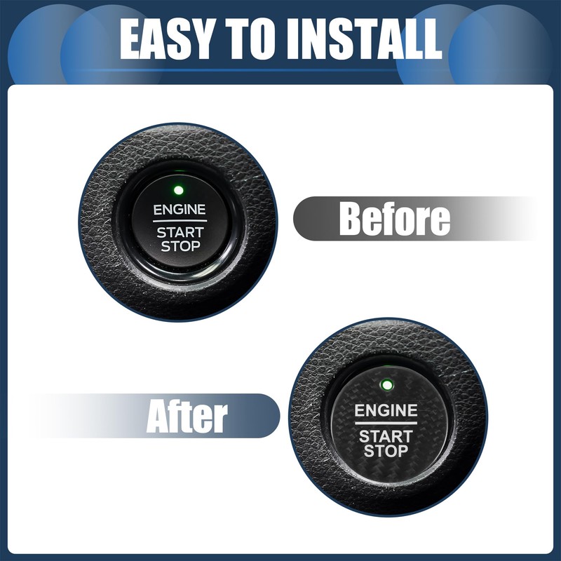 Partuto Engine Start Stop Button Cover, Front Ignition Starter Switch