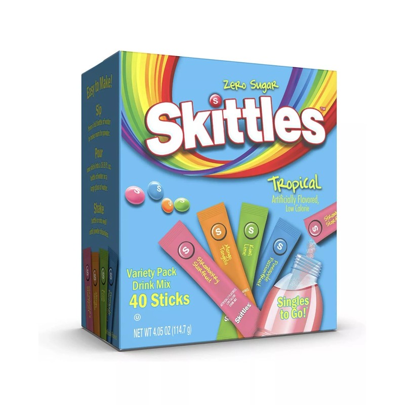 Skittles 40ct Skittles Singles To Go Tropical Flavors Variety Powdered