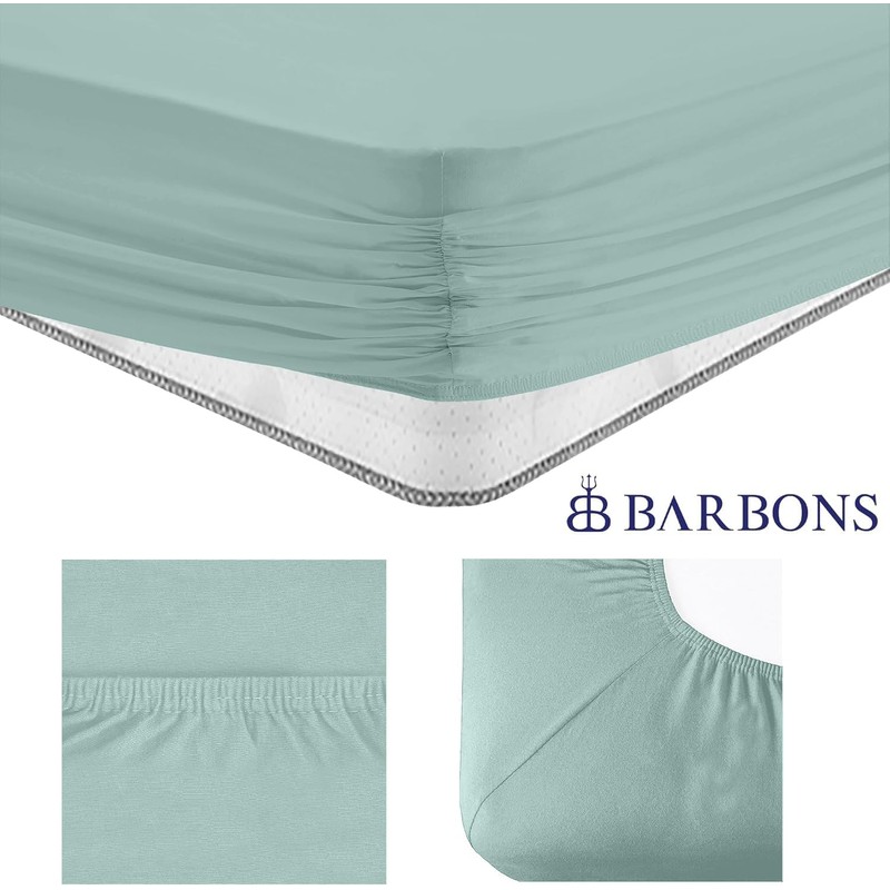 BARBONS Fitted Sheet, 160 x 200 cm, 100% Cotton, Oeko-Tex