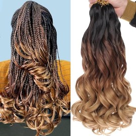 Xtrend 12 Inch French Curly Braiding Hair 8 packs Loose Wave with Curly Ends for Goddess Box Braids Hair Extension 1B3027#