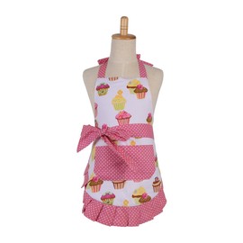 Surblue 100% Cotton Reusable Women Skirt Apron with Two Pocket, Extra-Long Tie (Cupcake)